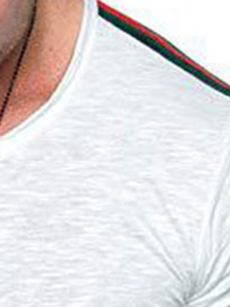 Color Block Casual Rundhalsad Smal Kortärmad T-Shirt För Män