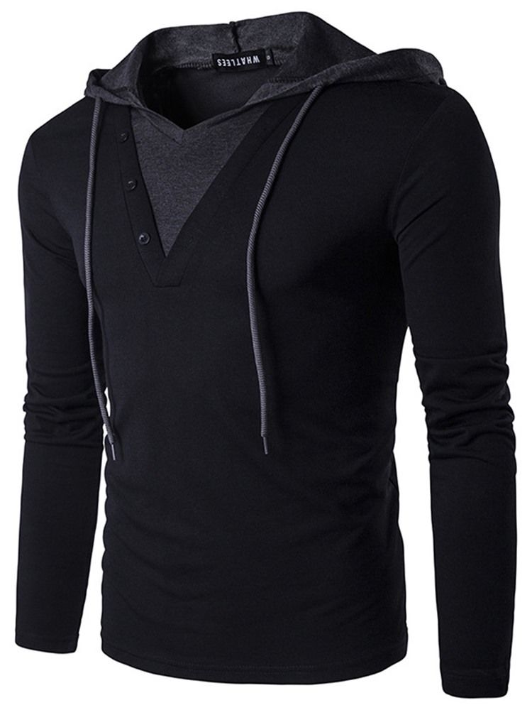 Color Block Patchwork Krage Unik Casual T-Shirt För Män