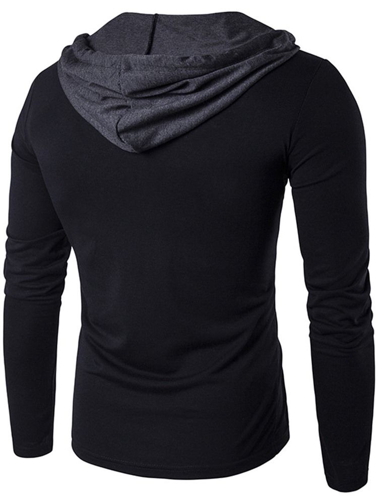 Color Block Patchwork Krage Unik Casual T-Shirt För Män