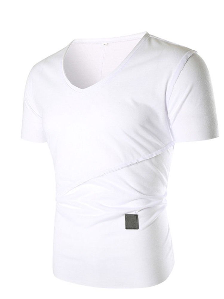 Enkel Avslappnad Kortärmad Smal T-Shirt För Män