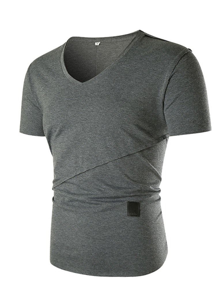 Enkel Avslappnad Kortärmad Smal T-Shirt För Män
