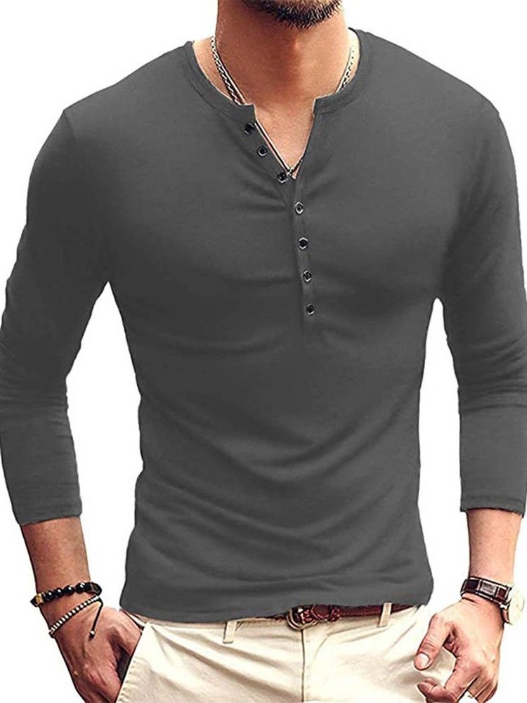 Enkel European Pullover Slim T-Shirt För Män