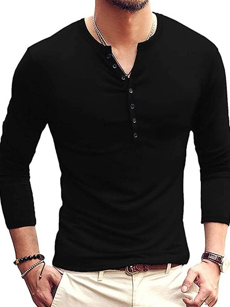Enkel European Pullover Slim T-Shirt För Män