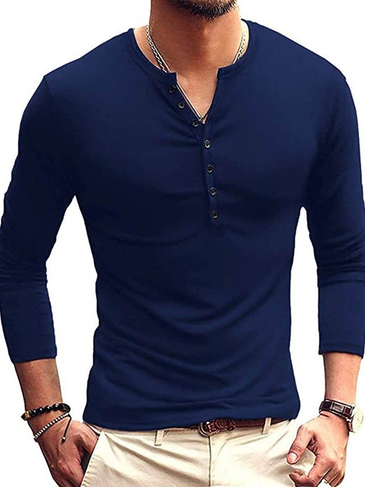 Enkel European Pullover Slim T-Shirt För Män
