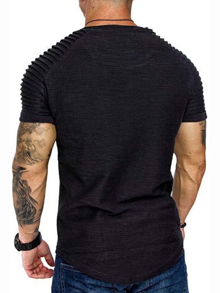 Enkel Europeisk Rundhalsad Kortärmad Smal T-Shirt För Män