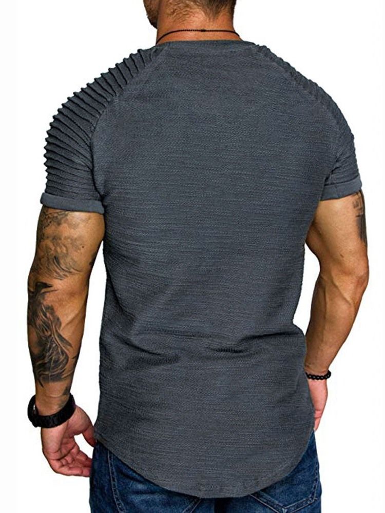Enkel Europeisk Rundhalsad Kortärmad Smal T-Shirt För Män