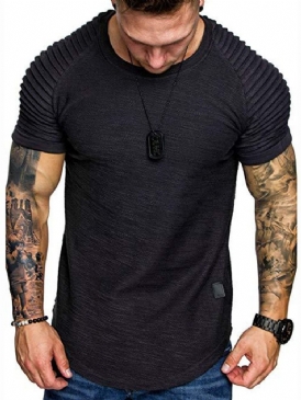 Enkel Europeisk Rundhalsad Kortärmad Smal T-Shirt För Män
