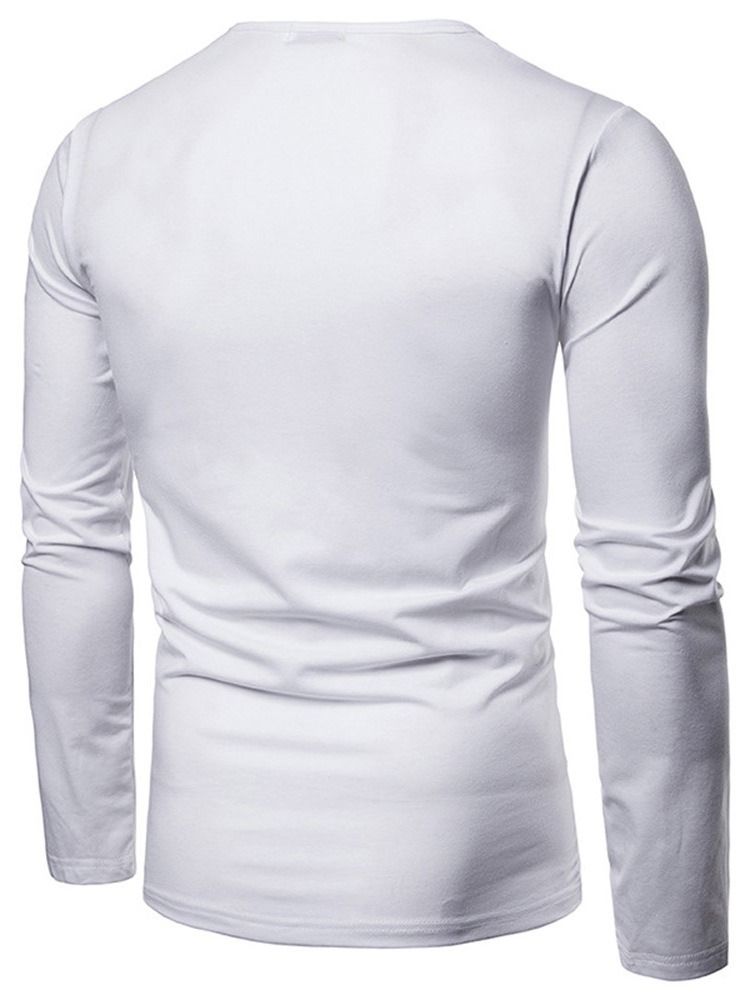 Enkel Plisserad Rund Hals För Män Casual T-Shirt