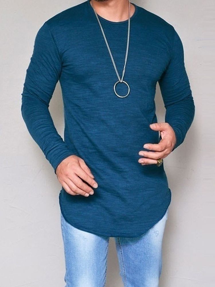 Enkel T-Shirt För Män Med Rund Hals