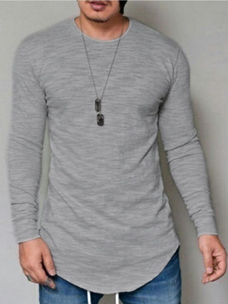 Enkel T-Shirt För Män Med Rund Hals