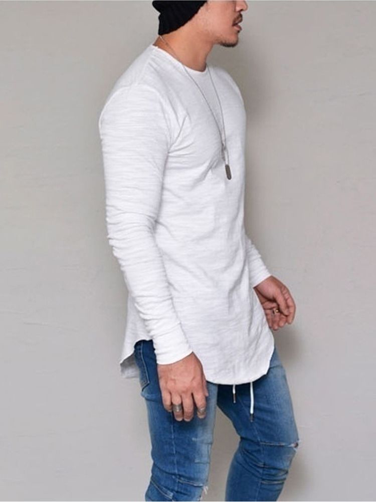 Enkel T-Shirt För Män Med Rund Hals