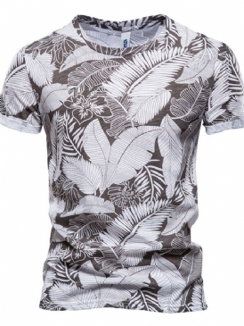 European Print Color Block Kortärmad T-Shirt Med Tröja För Män