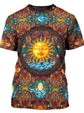 Europeisk Patchwork Rundhalsad Kortärmad Lös T-Shirt För Män