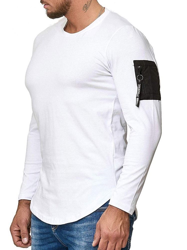 Färgblock Patchwork Rundhalsad Lös T-Shirt För Män