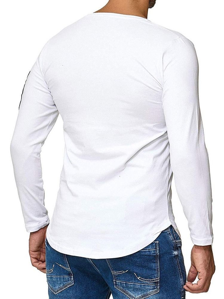 Färgblock Patchwork Rundhalsad Lös T-Shirt För Män