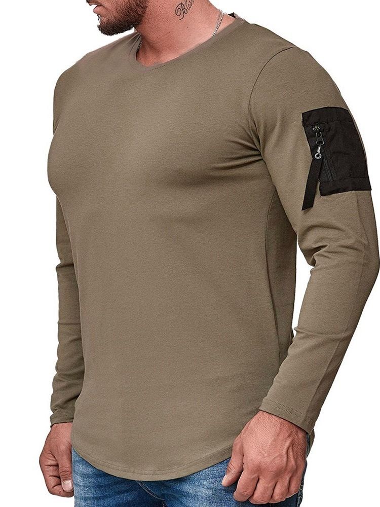 Färgblock Patchwork Rundhalsad Lös T-Shirt För Män