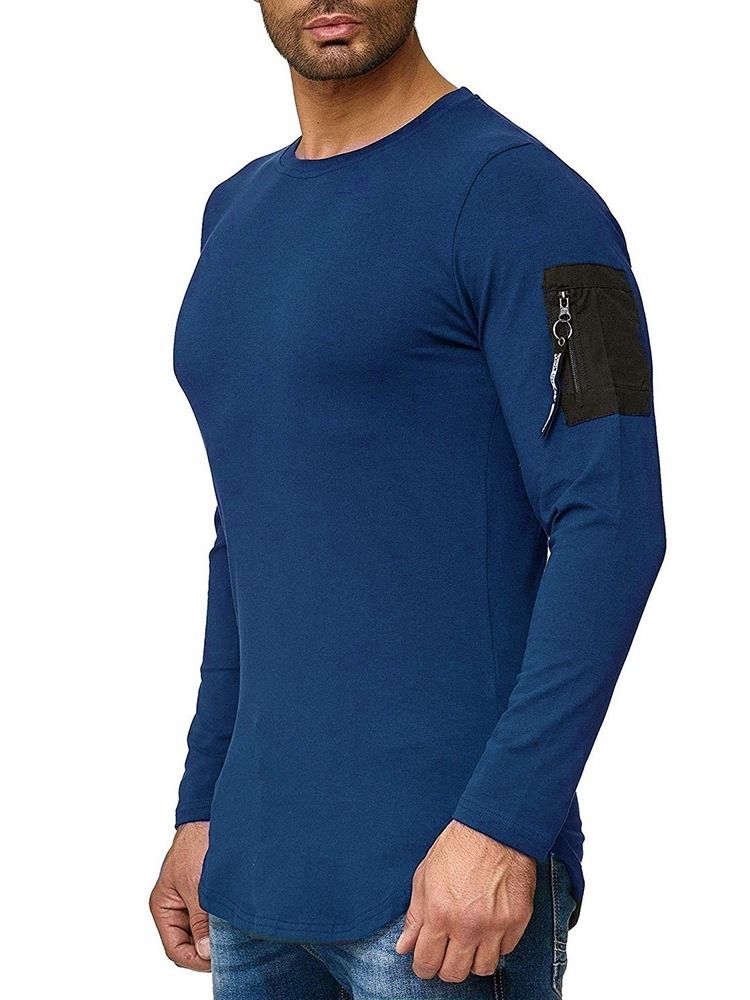 Färgblock Patchwork Rundhalsad Lös T-Shirt För Män