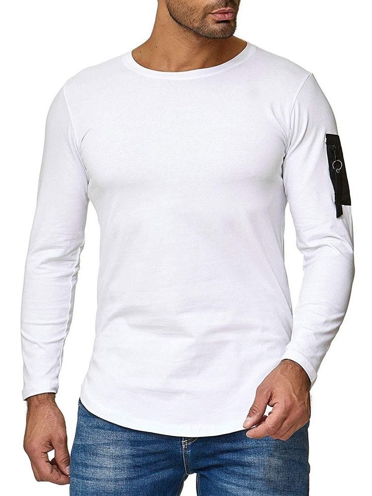 Färgblock Patchwork Rundhalsad Lös T-Shirt För Män