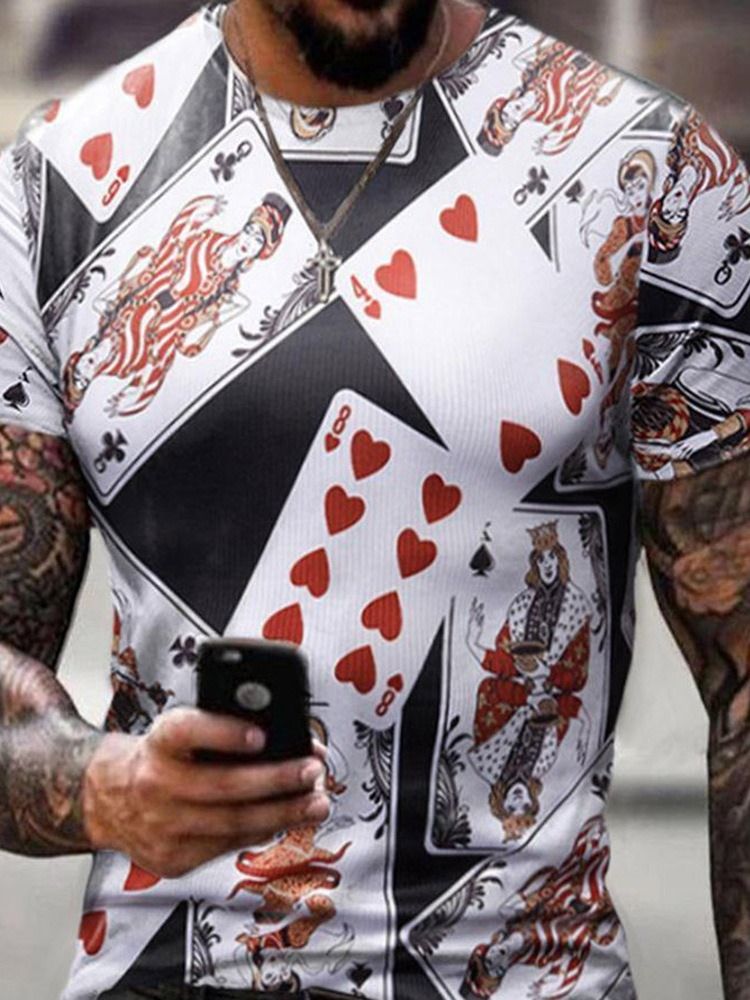 Färgblock Rund Halstryck Kortärmad Smal T-Shirt För Män