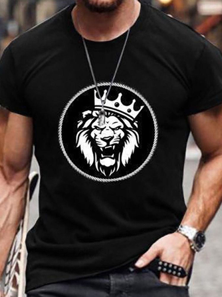 Färgblock Rund Halstryck Kortärmad Smal T-Shirt För Män