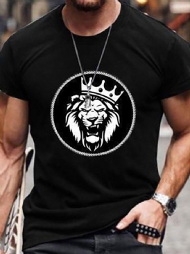 Färgblock Rund Halstryck Kortärmad Smal T-Shirt För Män