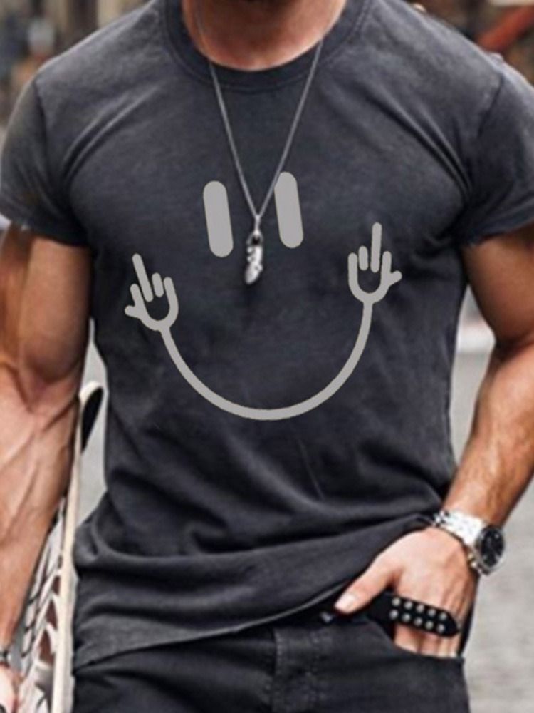 Geometrisk Rundhalsad Tröja För Män Slim T-Shirt