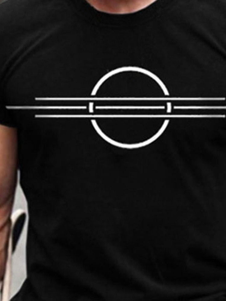 Geometriskt Tryck Rund Hals Lös Kortärmad Herrt-Shirt