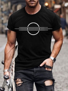 Geometriskt Tryck Rund Hals Lös Kortärmad Herrt-Shirt