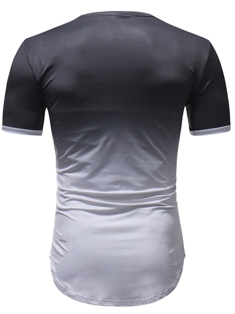 Gradient Color Block Herr Kortärmade Casual T-Shirts