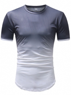 Gradient Color Block Herr Kortärmade Casual T-Shirts