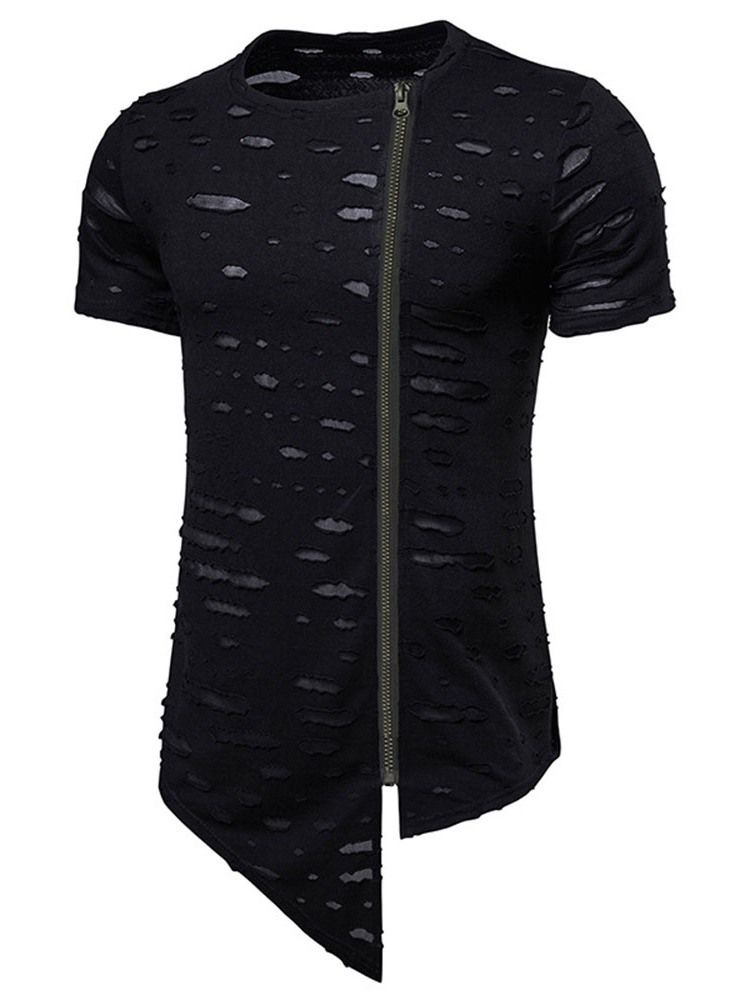 Hål Slim Kortärmad T-Shirt