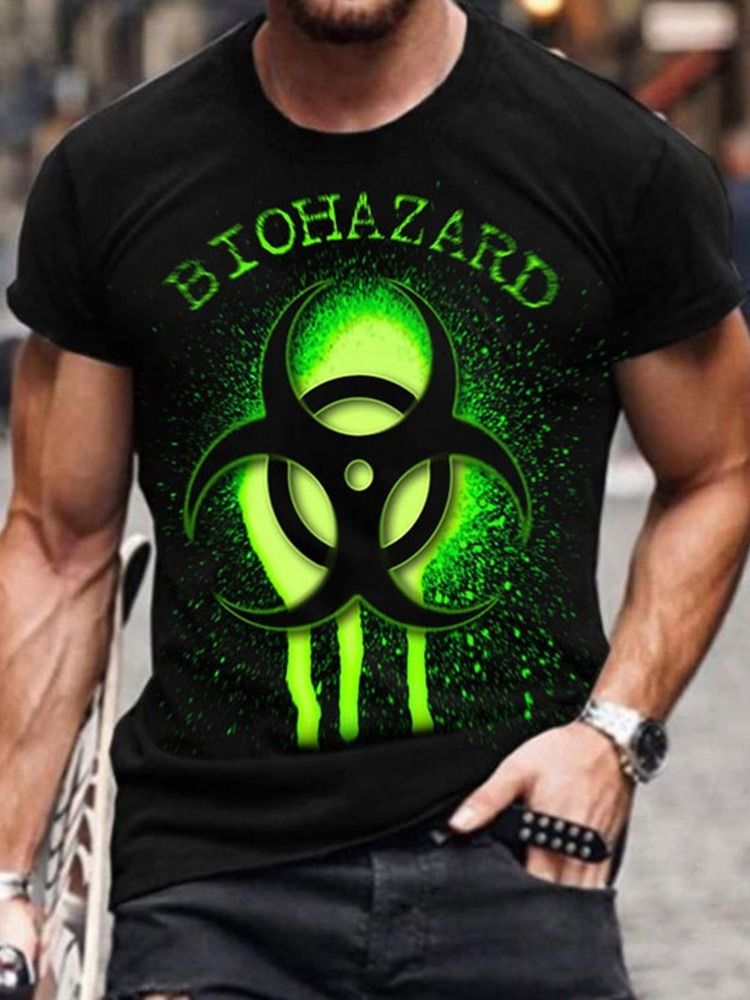 Herr Våren Casual Print Rundhalsad Kortärmad Tröja T-Shirt