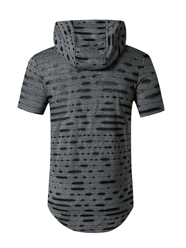 Hooded Casual Hole Raight Pullover T-Shirt För Män