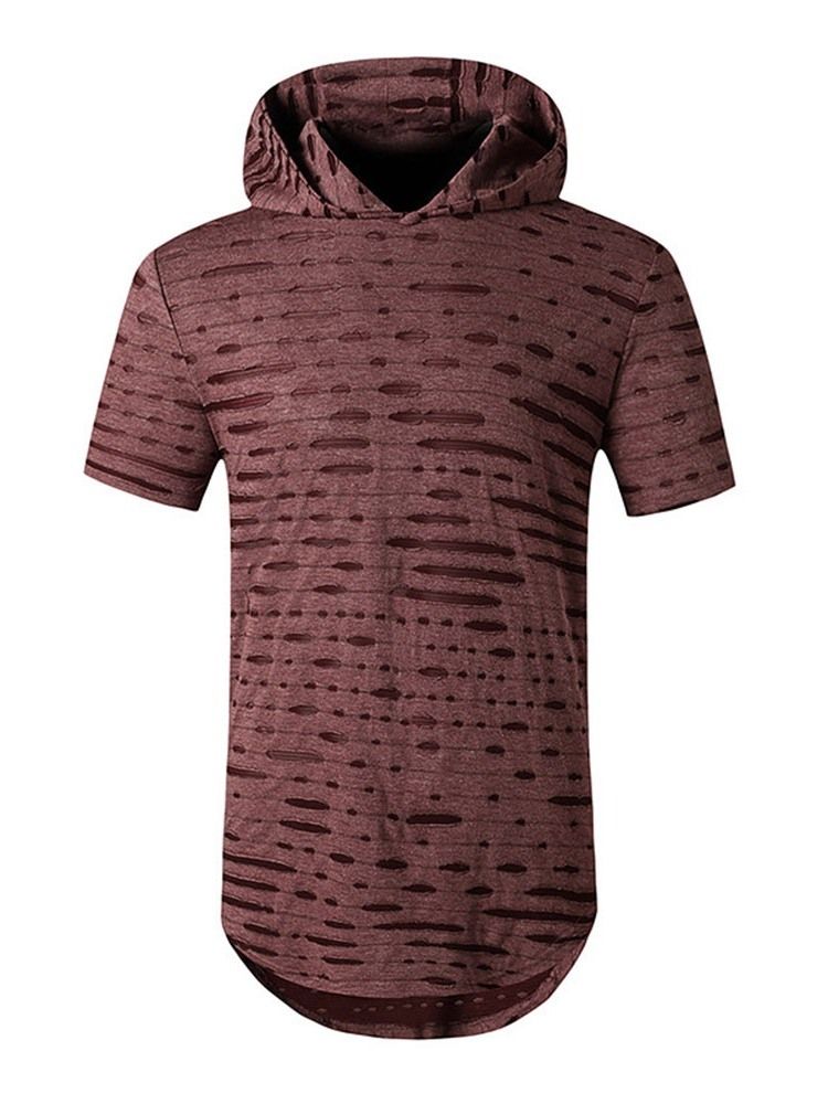 Hooded Casual Hole Raight Pullover T-Shirt För Män