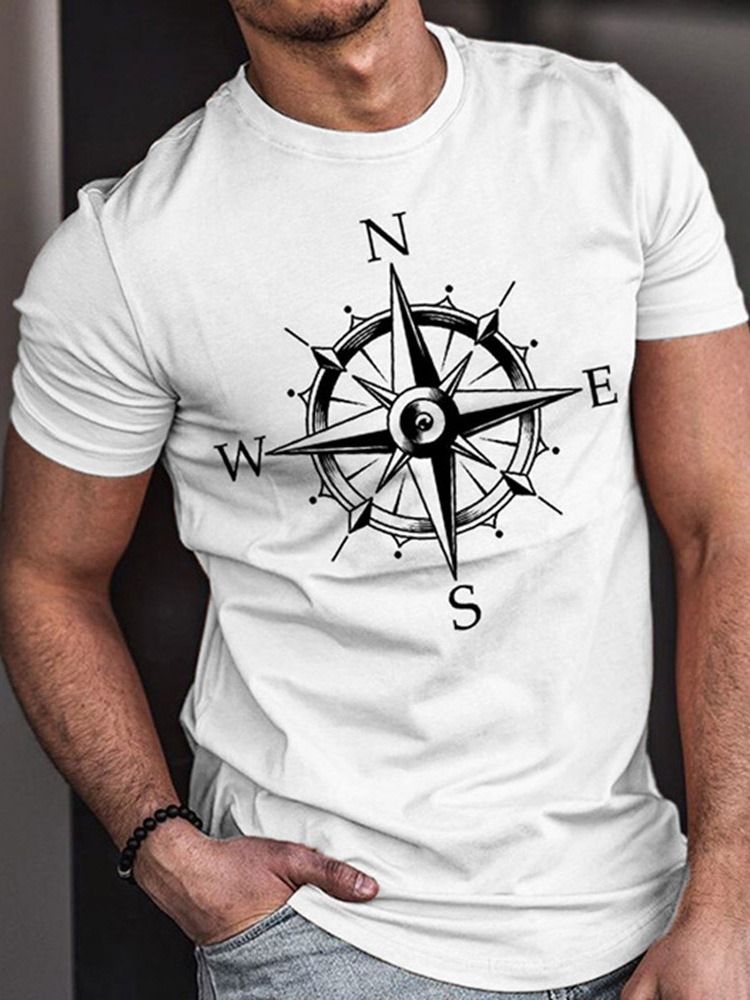 Kortärmad Lös T-Shirt För Män Med Rund Halstryck