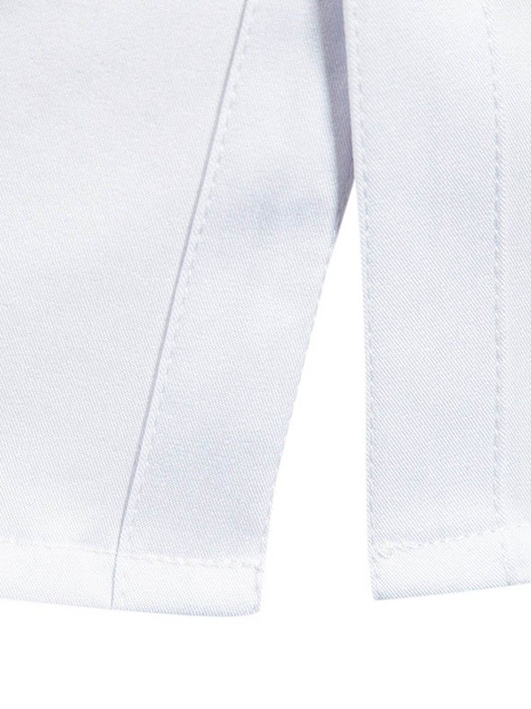 Lapel Hollow Out Kortärmad Vit Herrskjorta