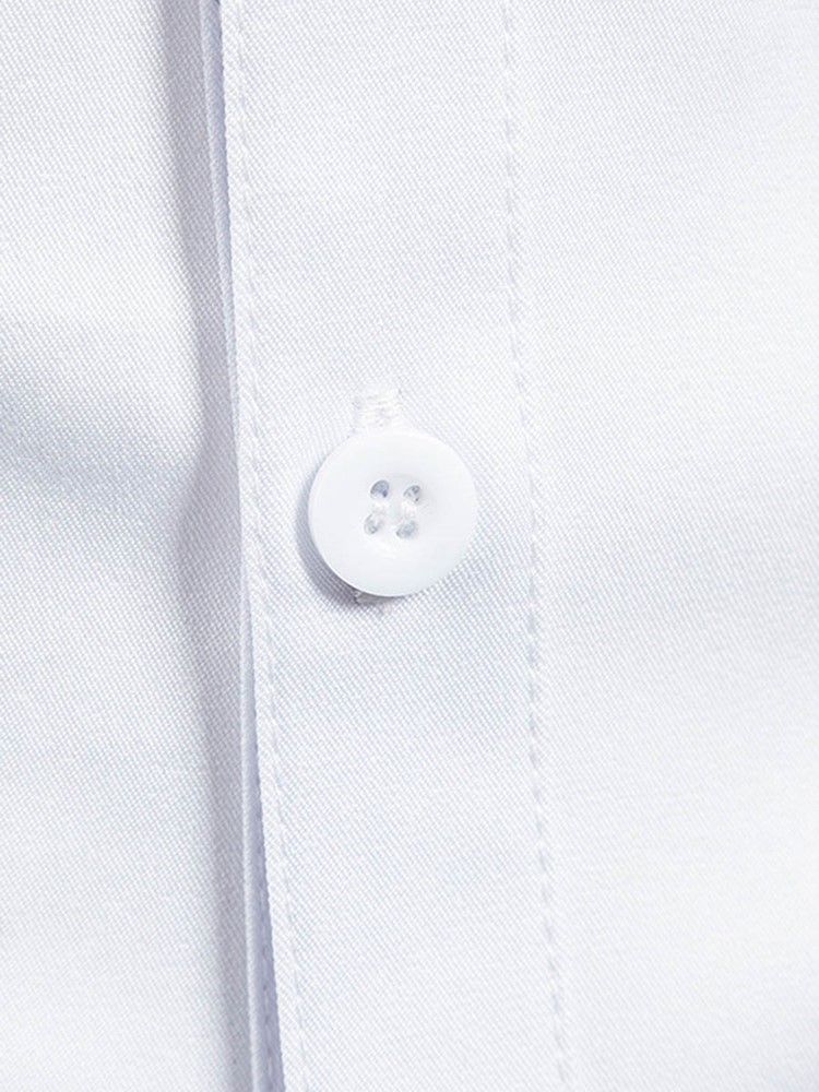 Lapel Hollow Out Kortärmad Vit Herrskjorta
