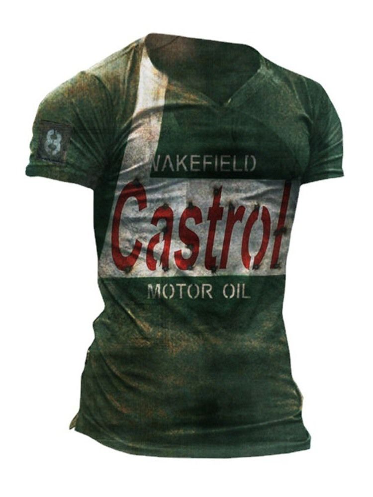 Letter Print Casual Slim T-Shirt Med Tröja För Män