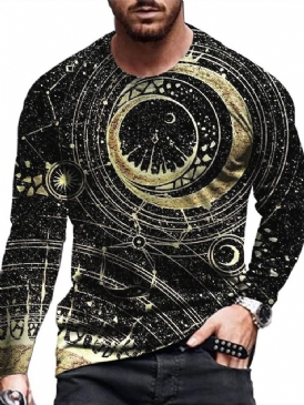 Mode Modecasual Rundhalstryck Långärmad Slim T-Shirt För Män