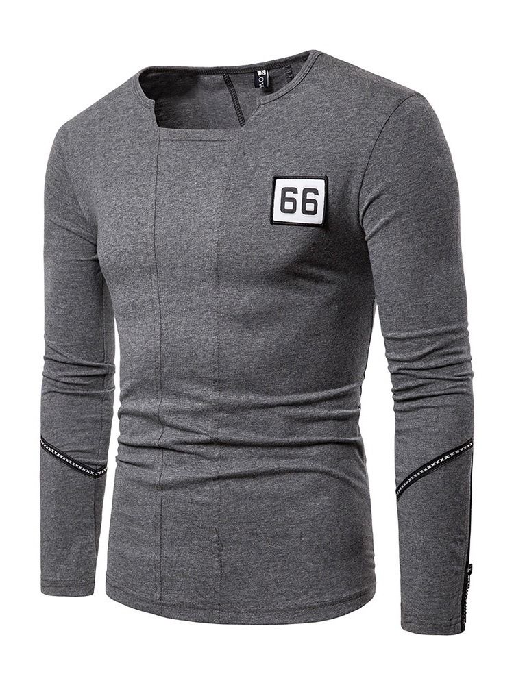Number Fashion Slim T-Shirt För Män
