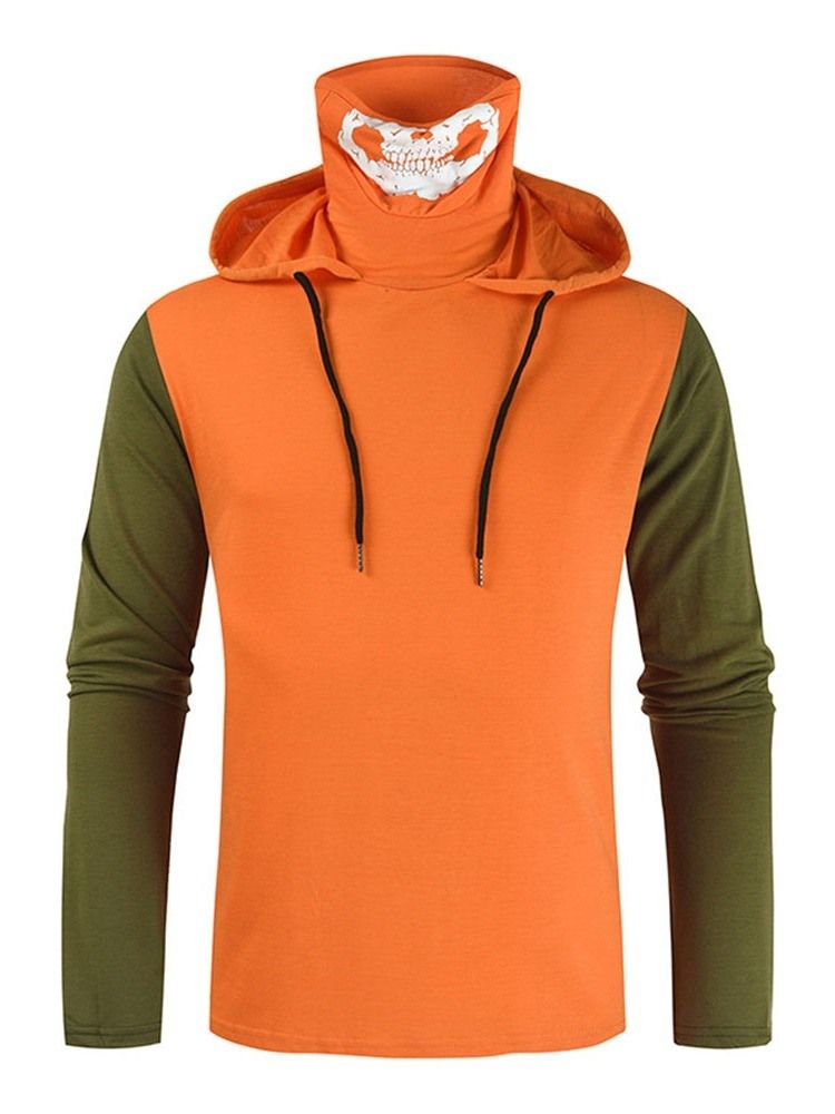 Patchwork Casual Color Block Pullover Långärmad T-Shirt För Män