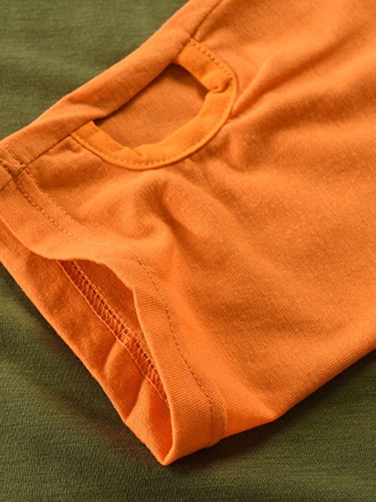 Patchwork Casual Color Block Pullover Långärmad T-Shirt För Män