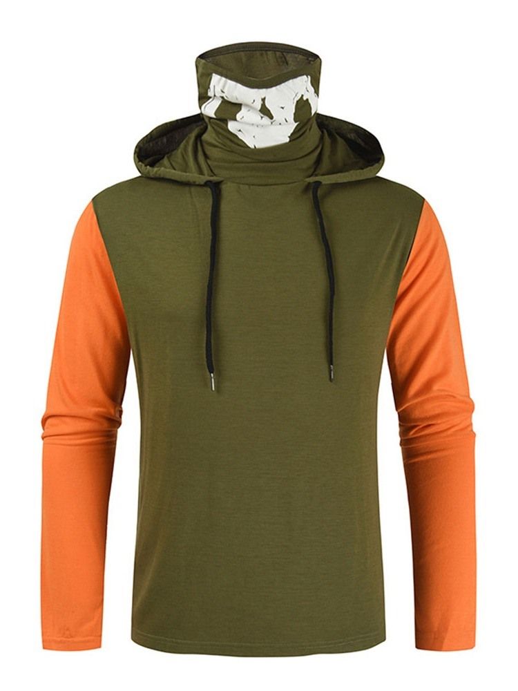 Patchwork Casual Color Block Pullover Långärmad T-Shirt För Män