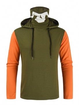 Patchwork Casual Color Block Pullover Långärmad T-Shirt För Män