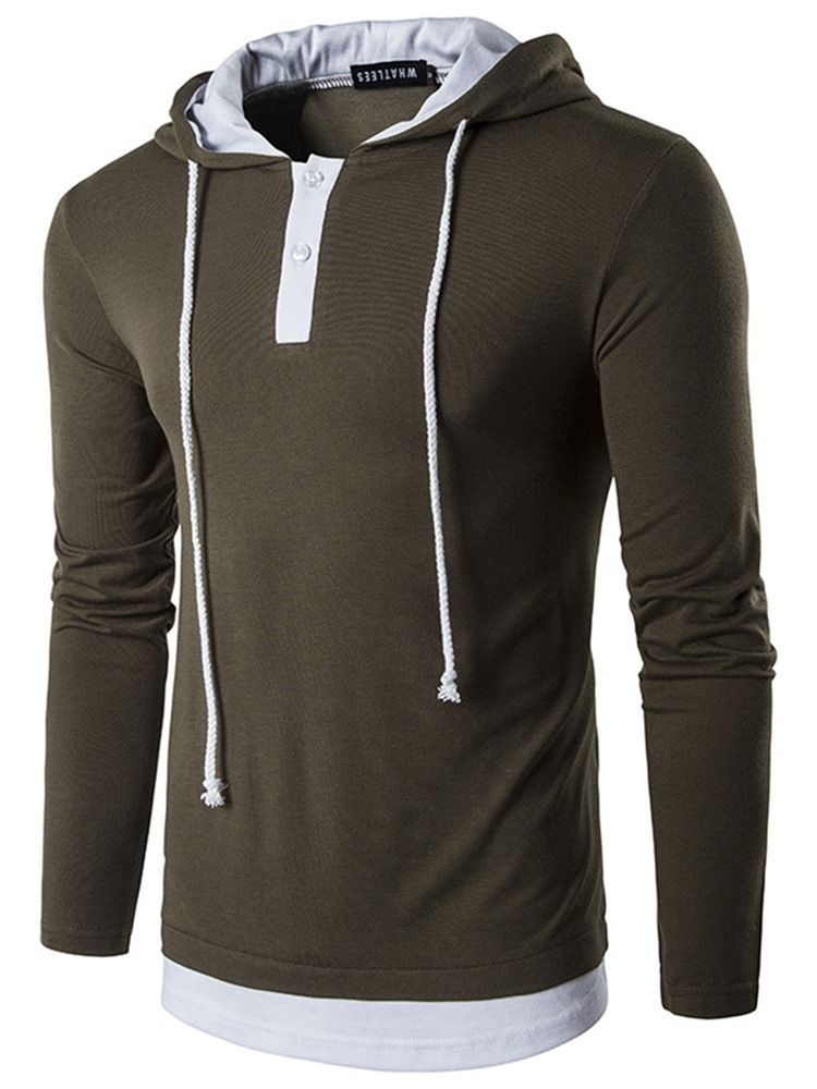 Patchwork Hood Casual T-Shirt För Män