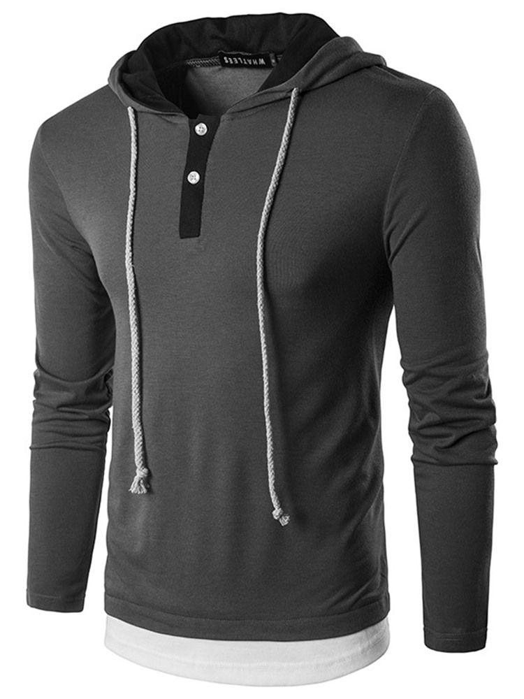 Patchwork Hood Casual T-Shirt För Män
