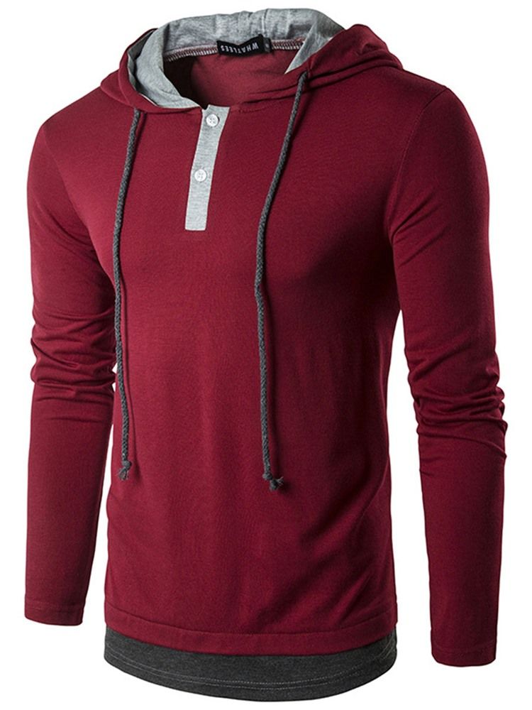 Patchwork Hood Casual T-Shirt För Män