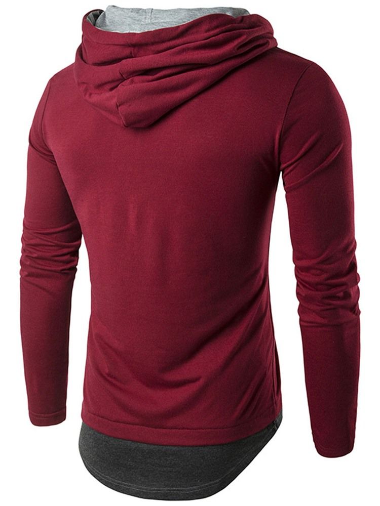 Patchwork Hood Casual T-Shirt För Män