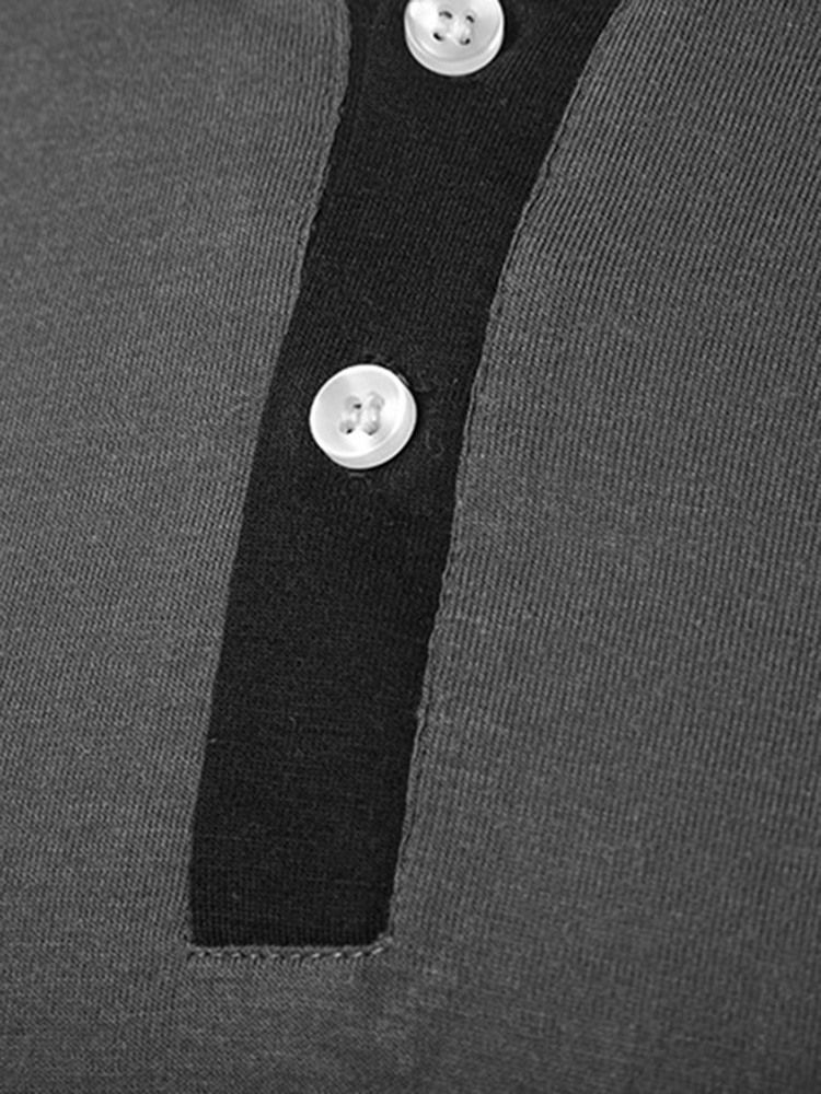 Patchwork Hood Casual T-Shirt För Män
