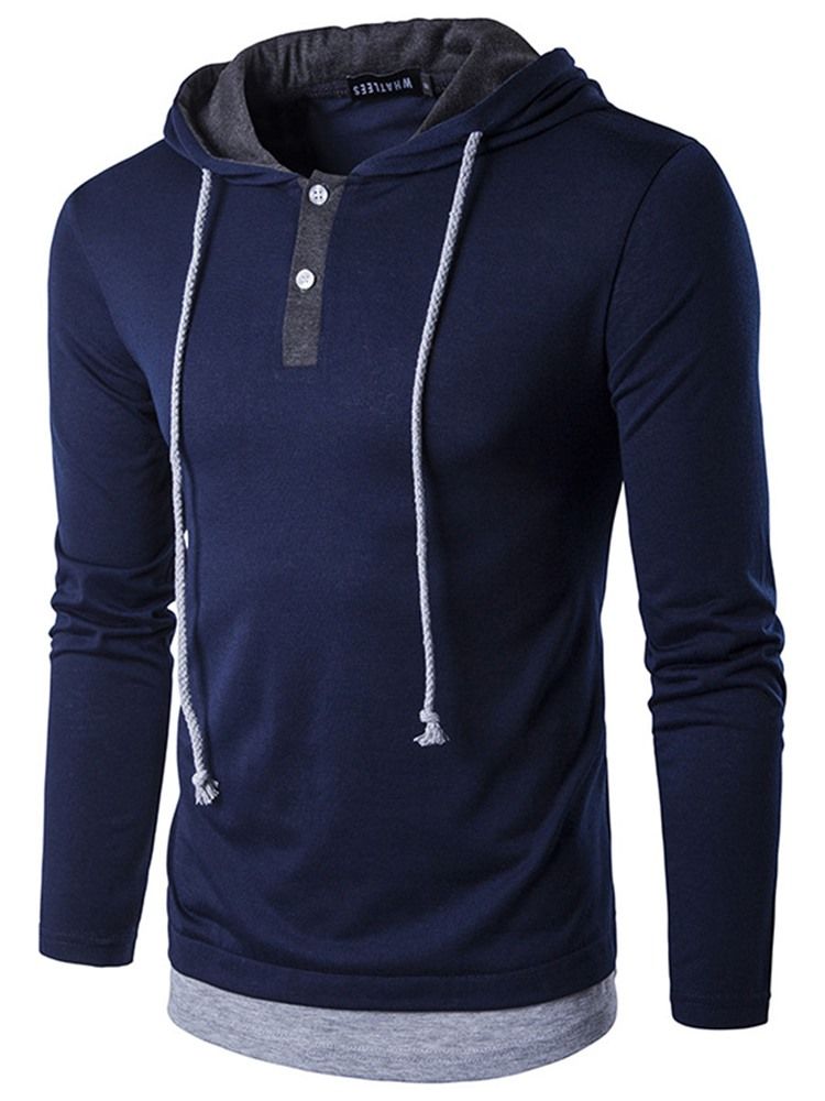 Patchwork Hood Casual T-Shirt För Män